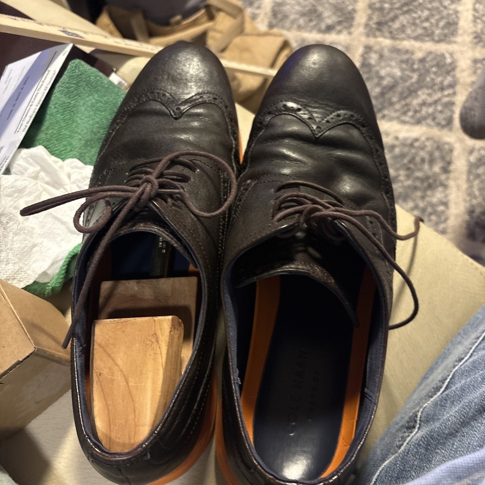 Cole Haan Mens Size 12M Original Grand Wingtip Oxford Java-Tumeric Brown‎ Orange